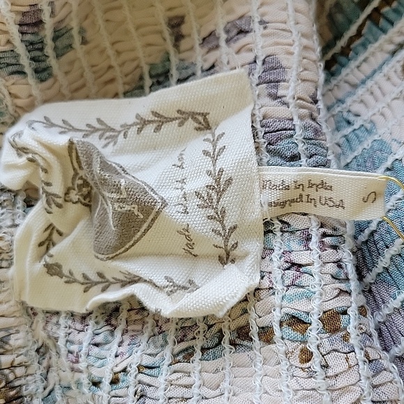 Z&L Europe Sz S Isis Smocked Peplum Multi-color Patchwork Top Milkmaid Babydoll - Picture 9 of 12